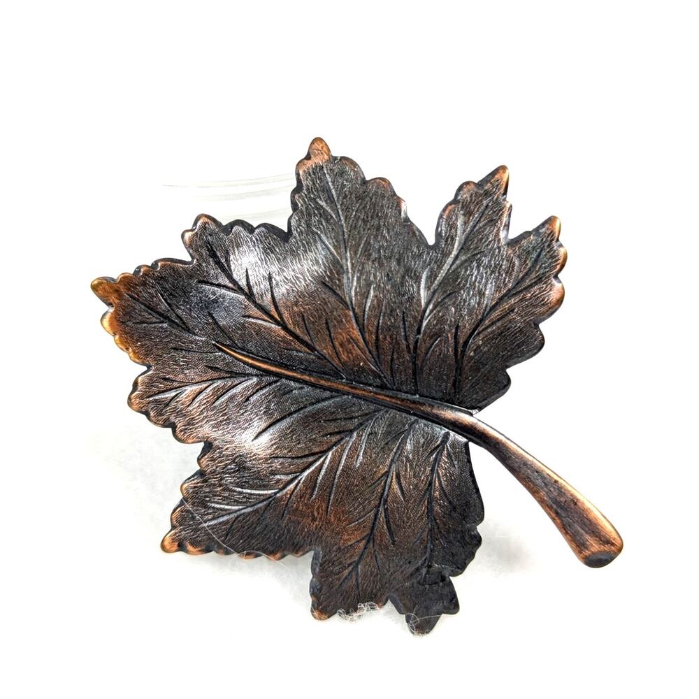 Vintage Antique Copper Tone Maple Leaf Brooch Pin  Fall Autumn Botanical Jewelry